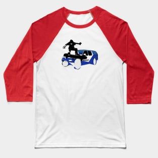 Skateboarding Sticker Jumping SUV Baseball T-Shirt